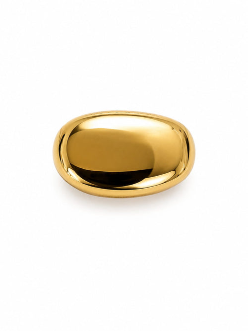 Anel Statement Oval Douré Ajustável - verso