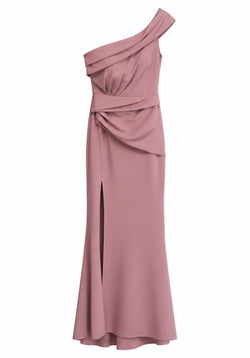 Vestido de Gala One-Shoulder Rosa Antigo