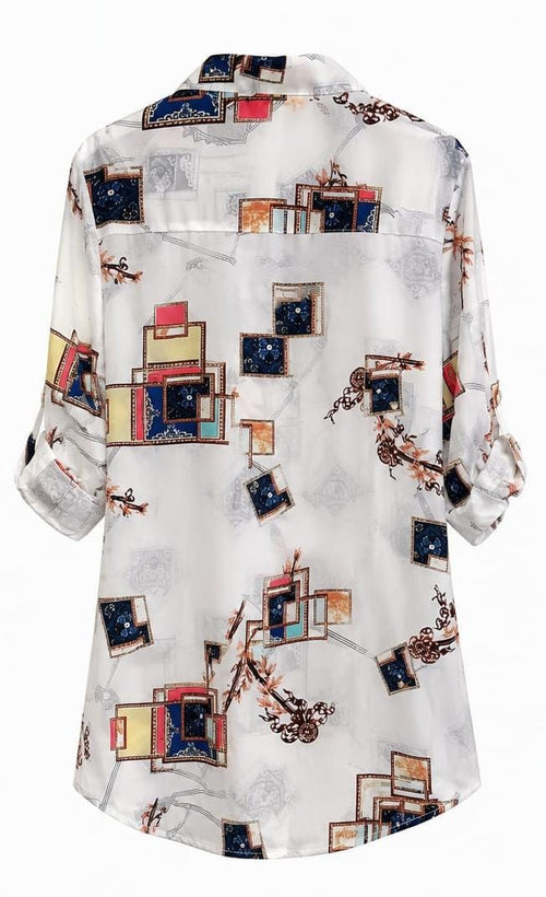 Camisa Estampada Geométrica Branca - costas