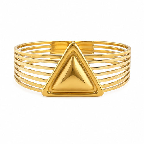 Pulseira Cuff Larga Triângulo Dourada