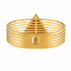 Pulseira Cuff Larga Triângulo Dourada