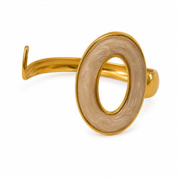 Pulseira Cuff Oval Esmalte Dourada