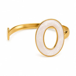 Pulseira Cuff Oval Esmalte Branca