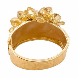 Bracelete Flor Cristais Âmbar Dourado