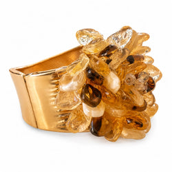 Bracelete Flor Cristais Âmbar Dourado interior
