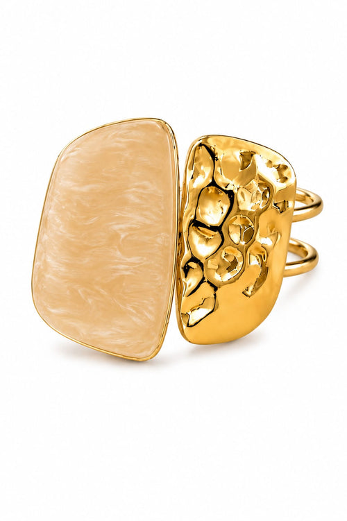 Bracelete Cuff Bicolor Resina Castanho Dourado