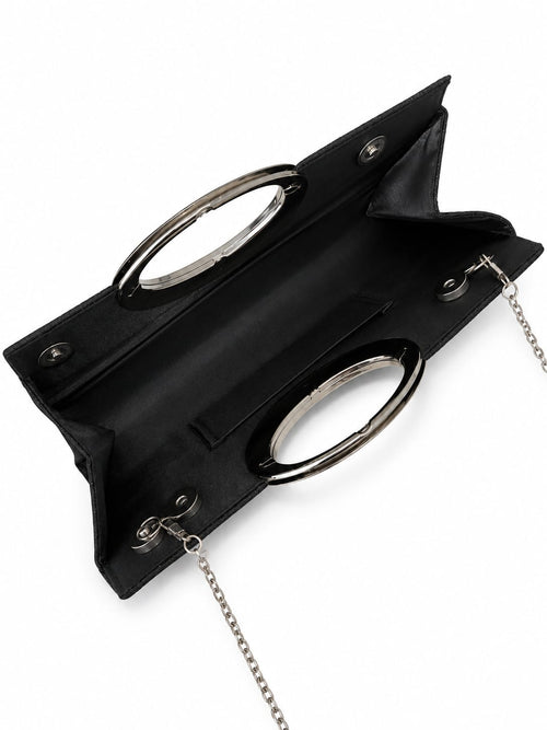 Clutch Glitter Preta interior forrado