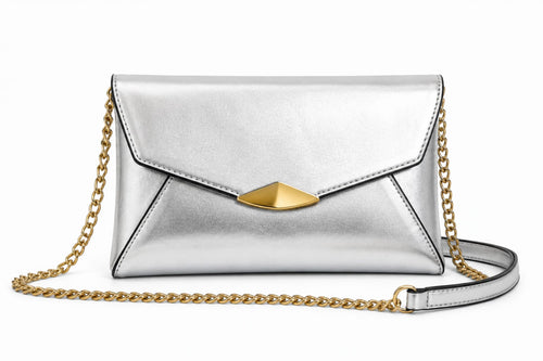 Clutch Envelope Prateado interior aberto
