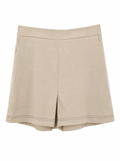 Conjunto Top e Calções Botões Dourados Kaki - Calções