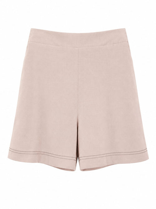 Conjunto Top e Calções Botões Dourados Beige - Calções Frente