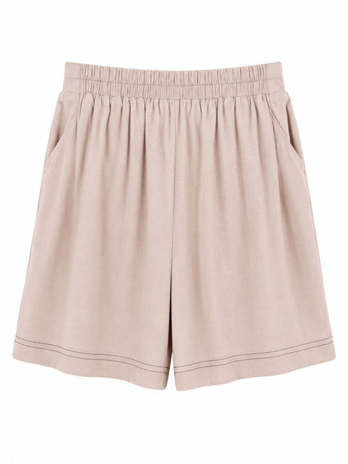 Conjunto Top e Calções Botões Dourados Beige - Calções Costas
