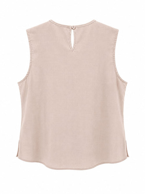 Conjunto Top e Calções Botões Dourados Beige - Costas