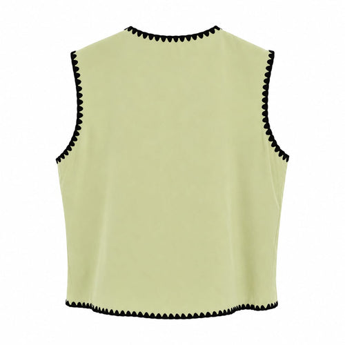 Conjunto Colete e Calções Bordado Zigzag Verde - Costas