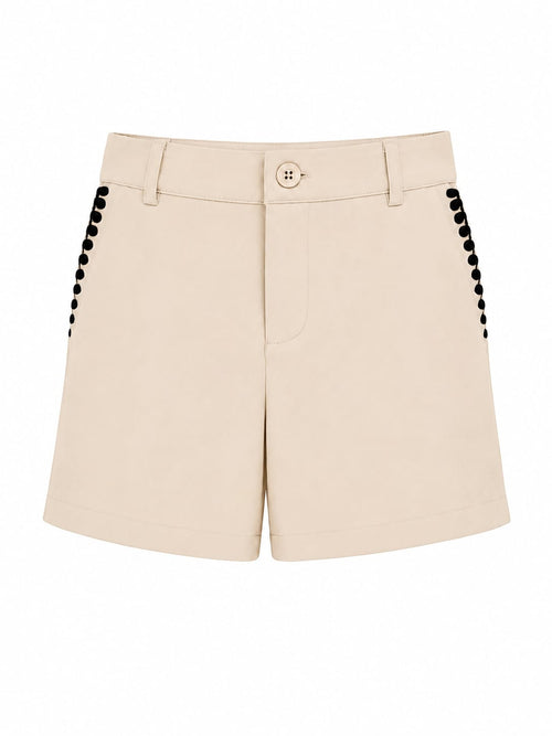 Conjunto Colete e Calções Bordado Zigzag Cru - Calções
