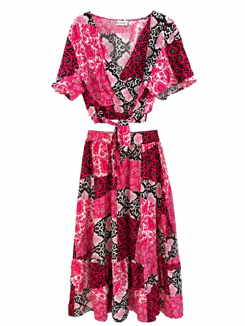 Conjunto Patchwork Floral Rosa - Conjunto