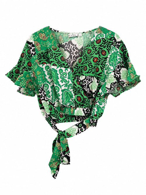 Conjunto Patchwork Floral Verde - Top