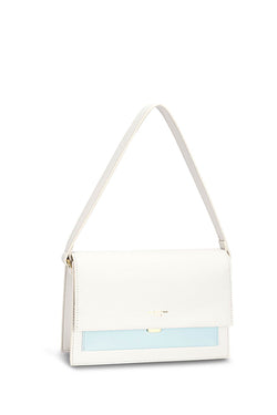 Mala Flap Satchel David Jones Branco Azul Menta