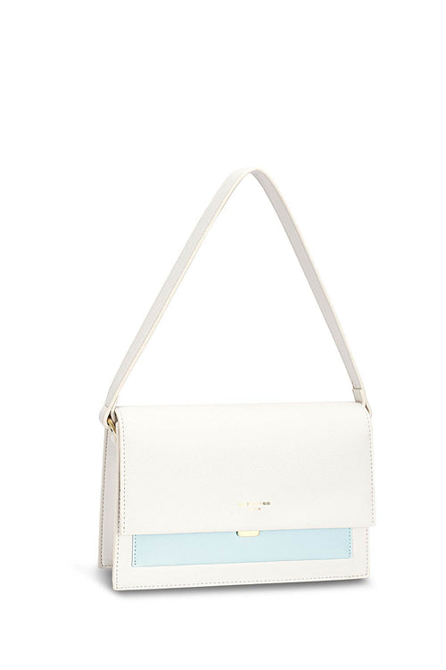 Mala Flap Satchel David Jones Branco Azul Menta