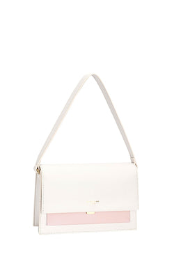 Mala Flap Satchel David Jones Branco Rosa Salmão