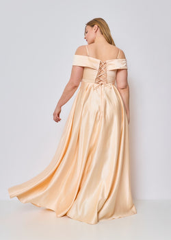 Vestido longo acetinado