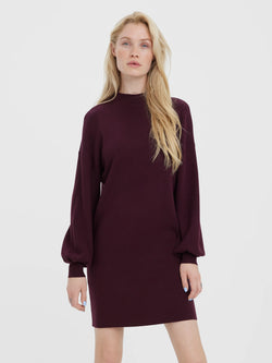 Vestido Curto VMNANCY de Malha com Gola Alta Bordo
